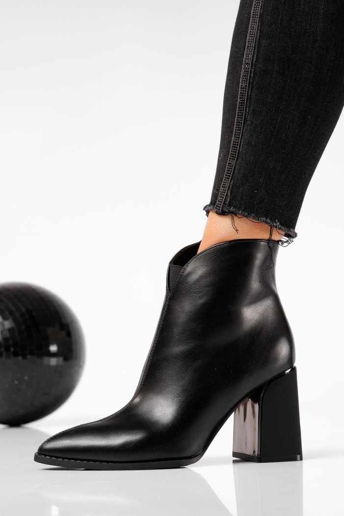 Botine dama vatuite negre din piele ecologica Dalia #22651