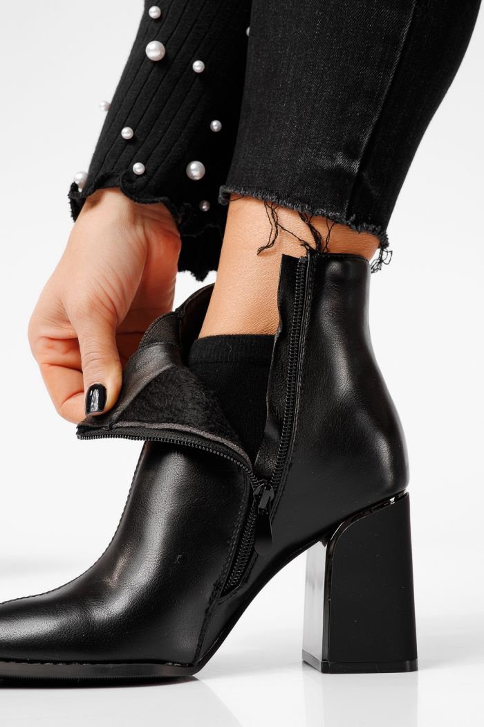 Botine dama vatuite negre din piele ecologica Dalia #22651