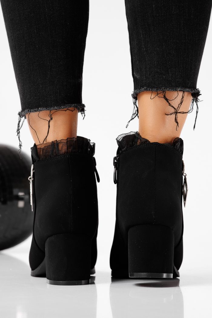 Botine dama îmblanite negre din piele ecologica Amelia #22644