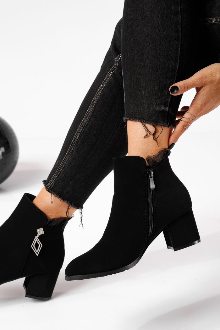 Botine dama îmblanite negre din piele ecologica Amelia #22644
