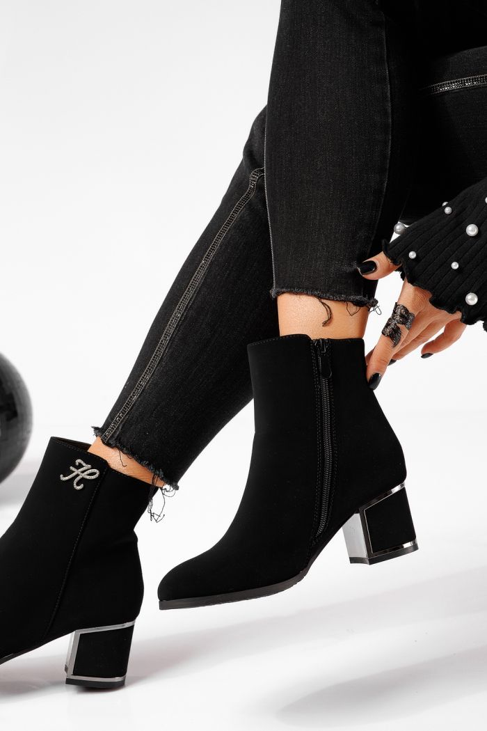 Botine dama vatuite negre din piele ecologica Alessia #22645