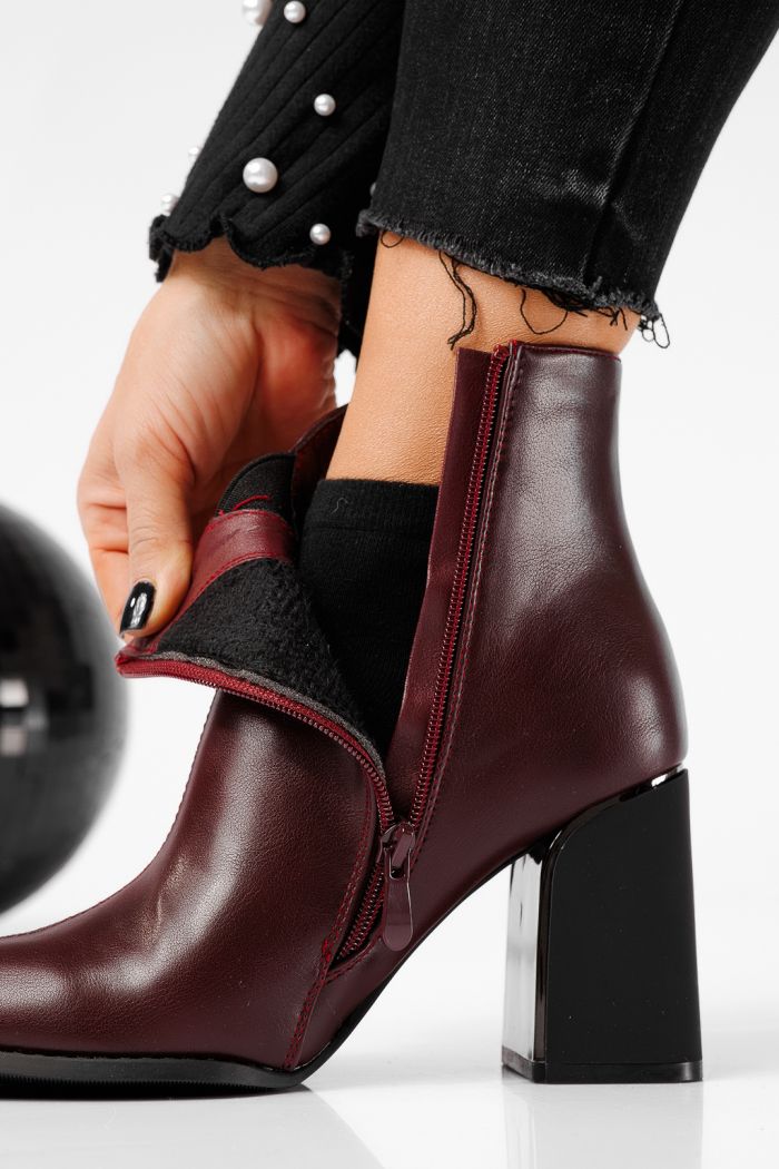 Botine dama vatuite bordo din piele ecologica Dalia #22650