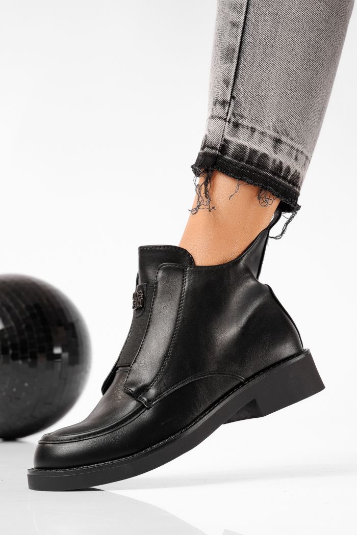 Ghete dama vatuite negre din piele ecologica Evelyn #22653