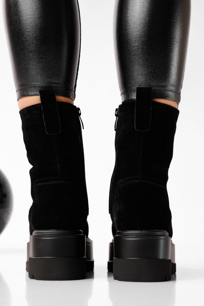 Ghete dama îmblanite negre din piele ecologica Olivia #22686
