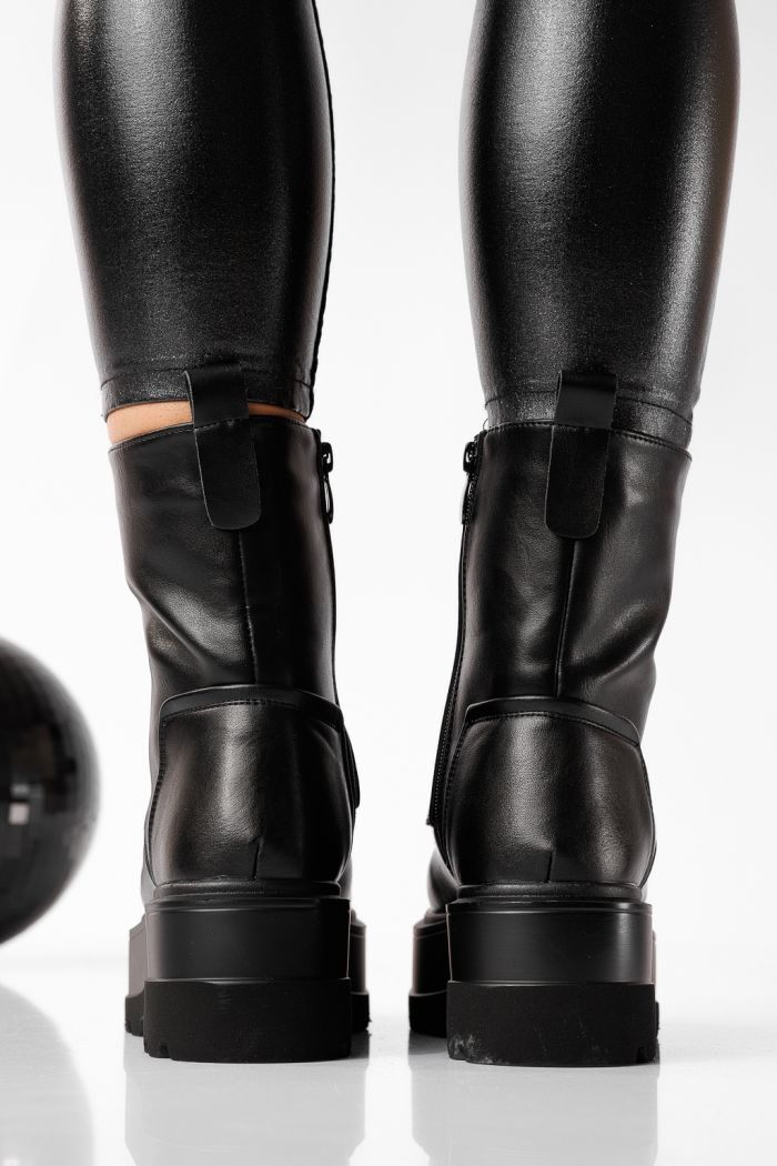 Ghete dama îmblanite negre din piele ecologica Olivia #22685
