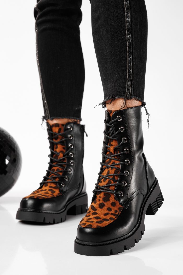 Ghete dama îmblanite leopard din piele ecologica Julia #22779