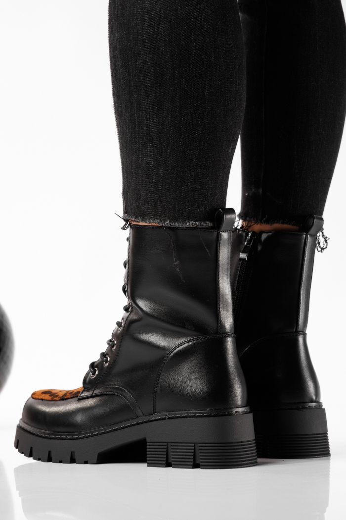 Ghete dama îmblanite leopard din piele ecologica Julia #22779