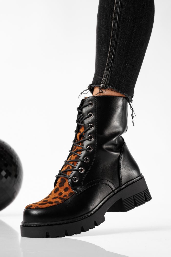 Ghete dama îmblanite leopard din piele ecologica Julia #22779