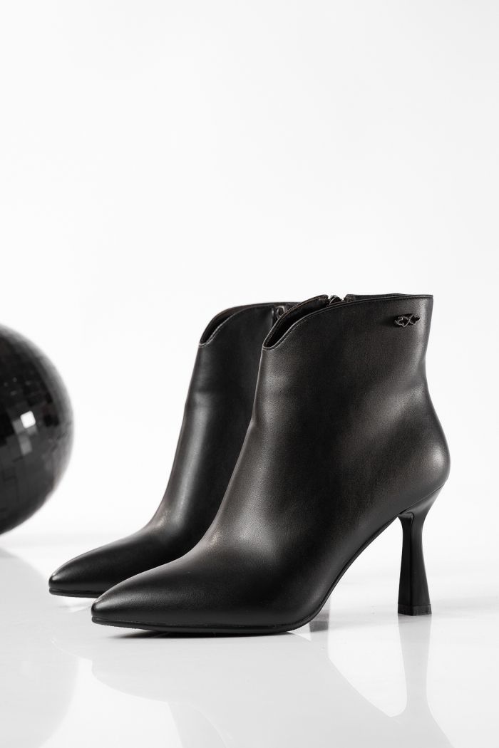 Botine dama îmblanite negre din piele ecologica Elisabeta #22851