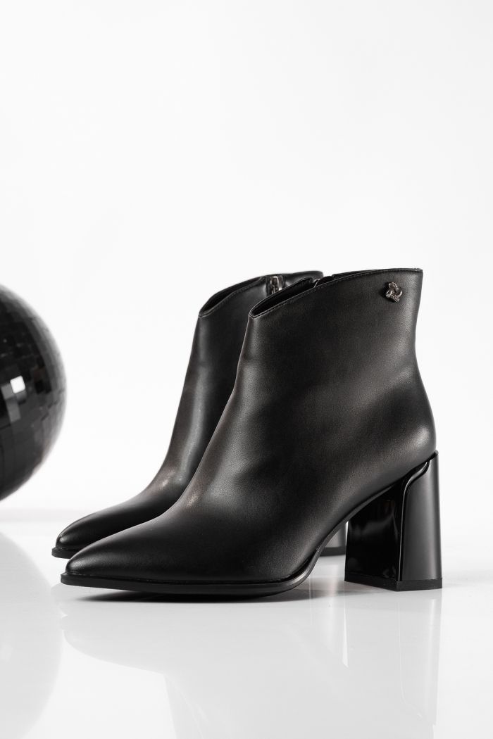 Botine dama îmblanite negre din piele ecologica Euridice #22854