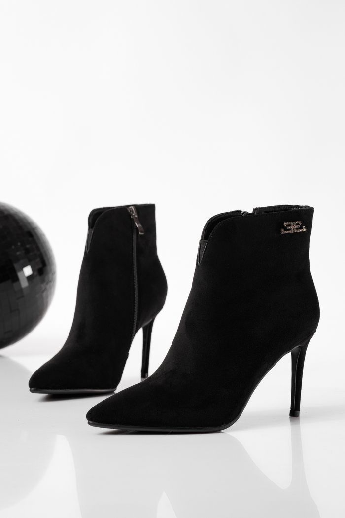 Botine dama îmblanite negre din piele ecologica intoarsa Elaine #22850