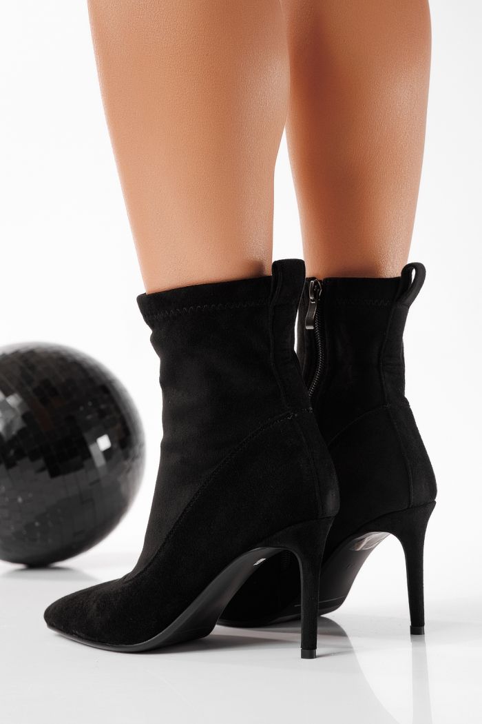 Botine dama îmblanite negre din piele ecologica intoarsa Bianca #22830