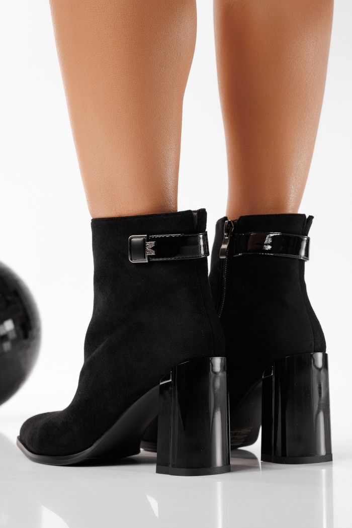 Botine dama îmblanite negre din piele ecologica intoarsa Elvira #22852