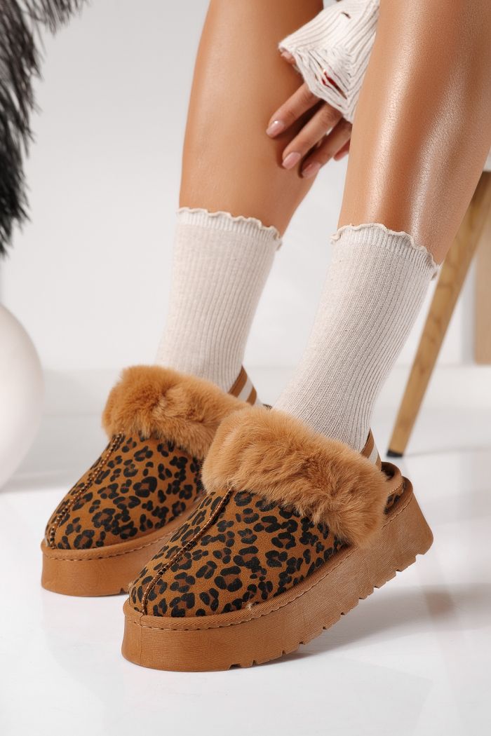 Ghete dama îmblanite tip Ug leopard din piele ecologica intoarsa Despina #22904
