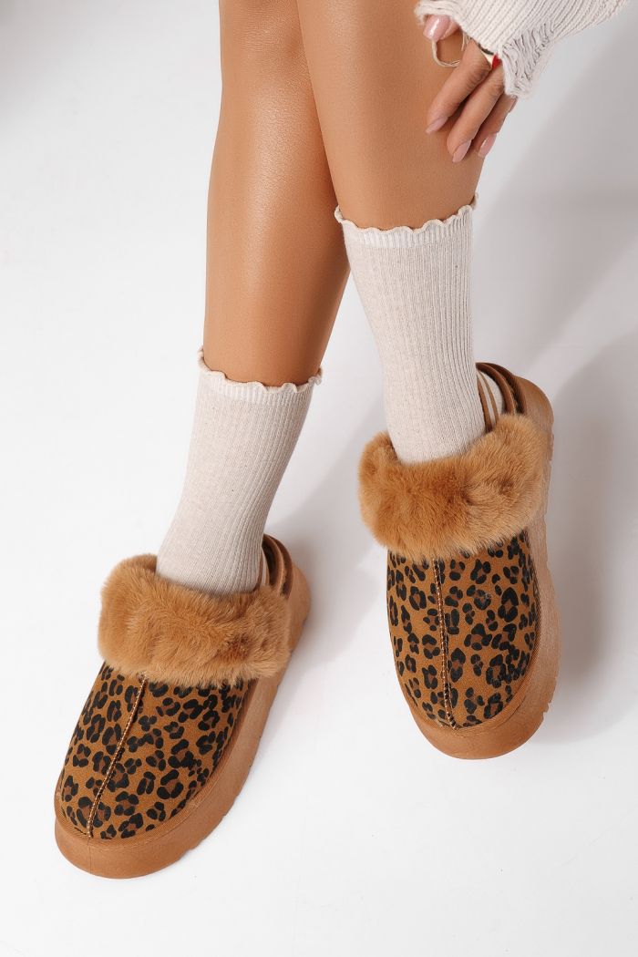 Ghete dama îmblanite tip Ug leopard din piele ecologica intoarsa Despina #22904