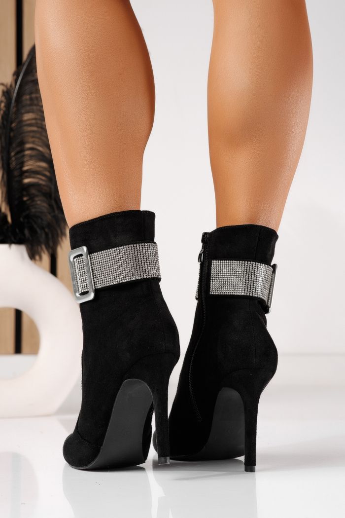 Botine dama captusite negre din piele ecologica intoarsa Olga #22952