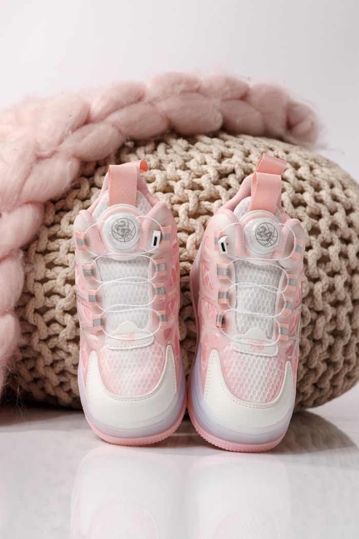Adidasi cu role roz din material textil Helys #22890
