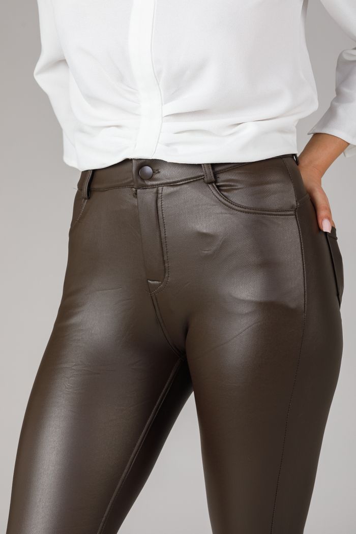 Pantaloni Dama Piele Ecologica Vatuiti Alara Maro #A260
