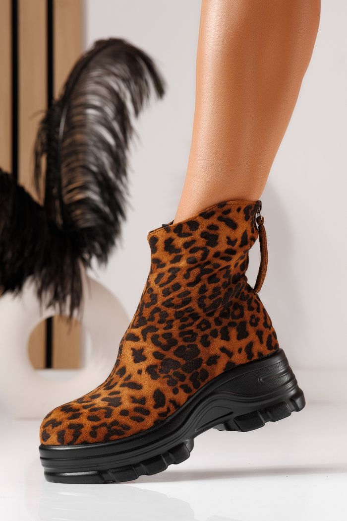 Ghete dama vatuite leopard din piele ecologica intoarsa Oana #23022