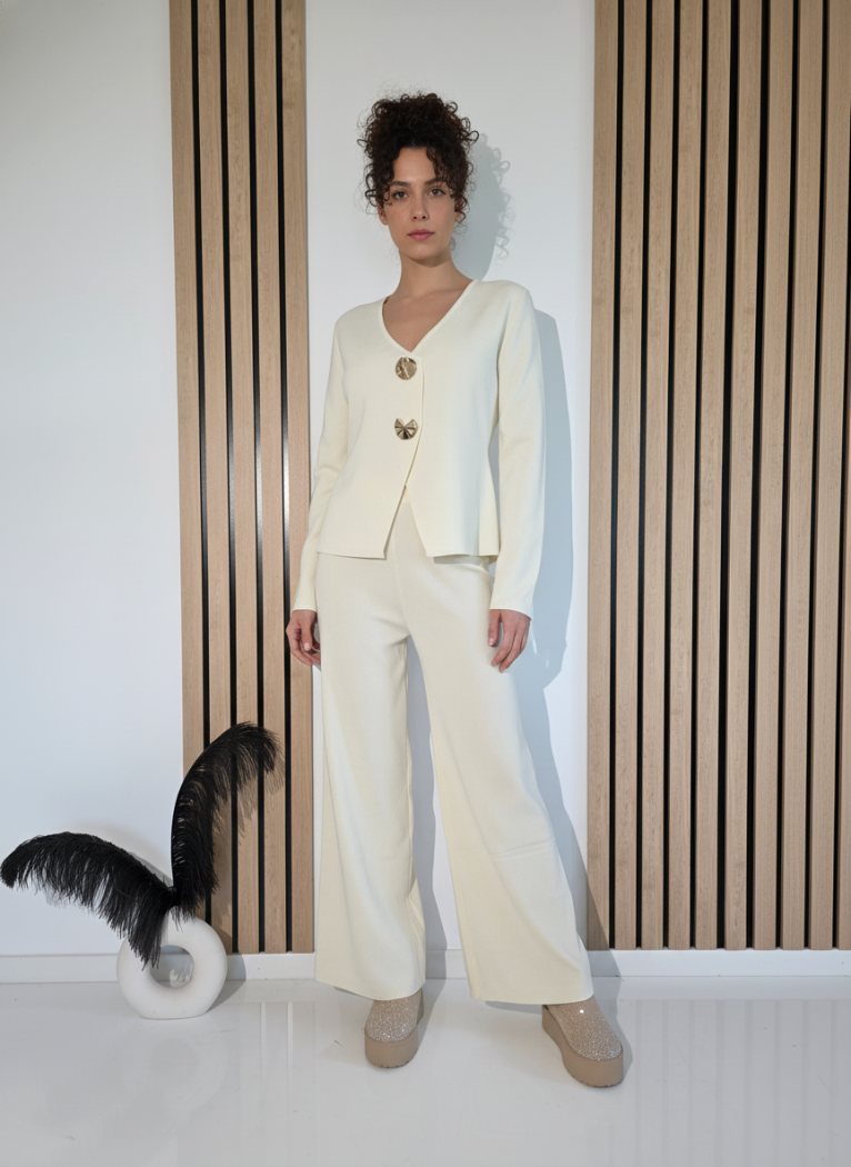 Compleu Dama bej Cate 2 piese tricot #A1247