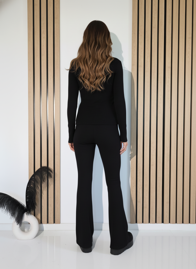 Compleu Dama negru Amira 2 piese tricot #A1243