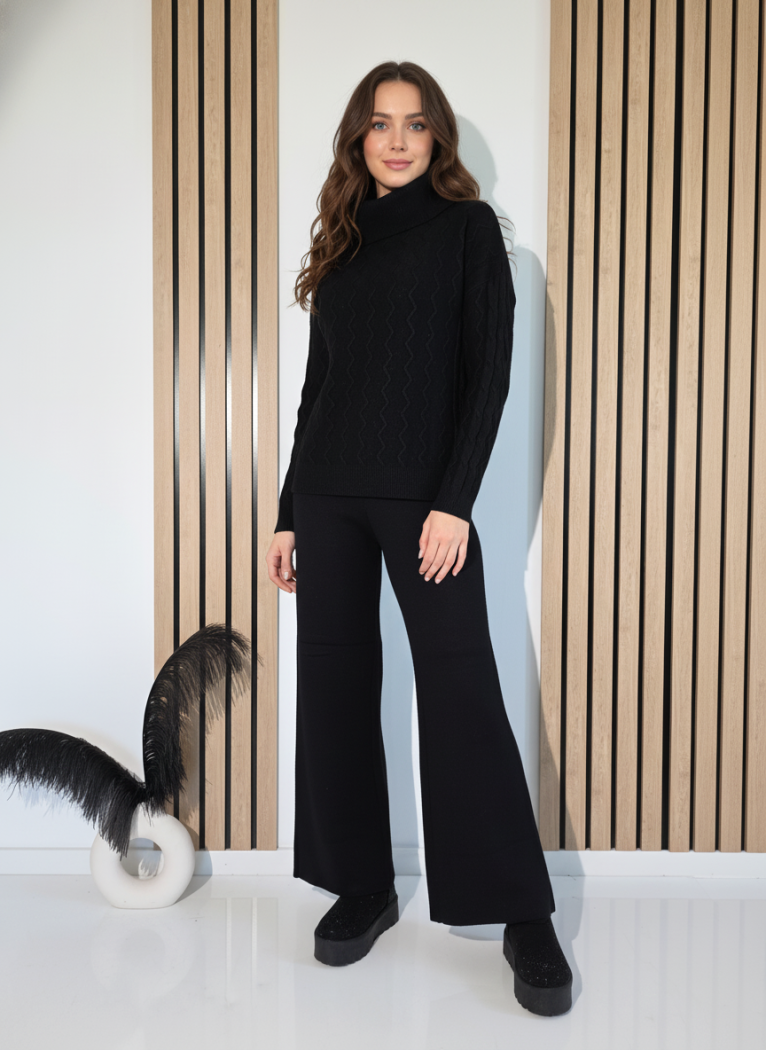 Compleu Dama negru Eda 2 piese tricot #A1249