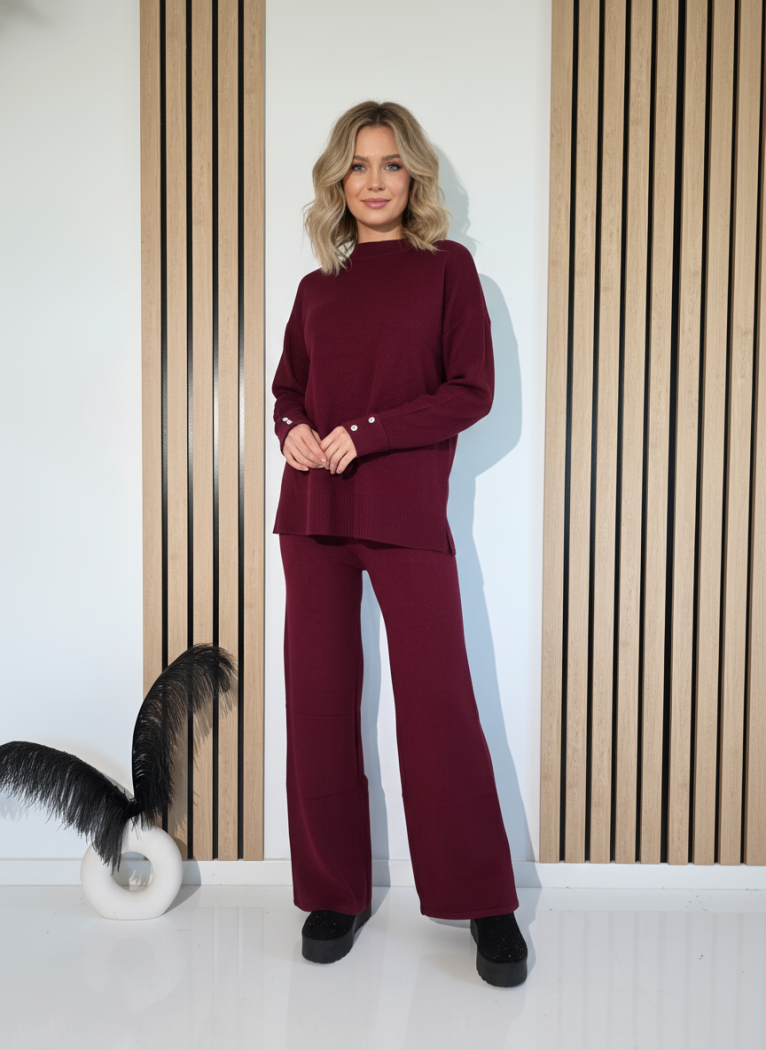 Compleu Dama bordo Sofia 2 piese tricot #A1260