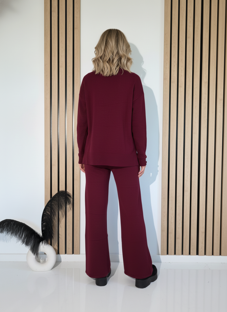 Compleu Dama bordo Sofia 2 piese tricot #A1260