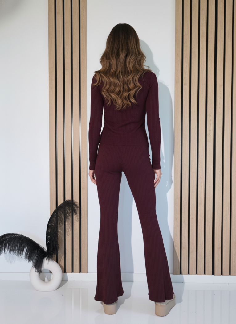 Compleu Dama bordo Amira 2 piese tricot #A1242