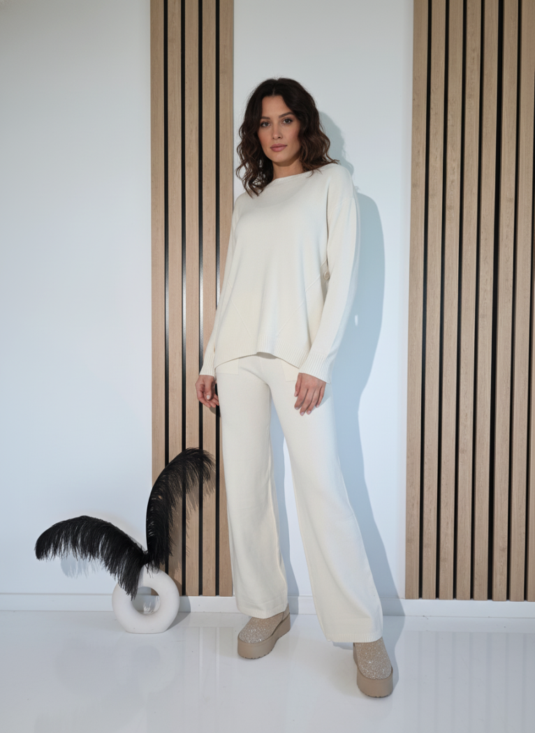 Compleu Dama alb Page 2 piese tricot #A1257