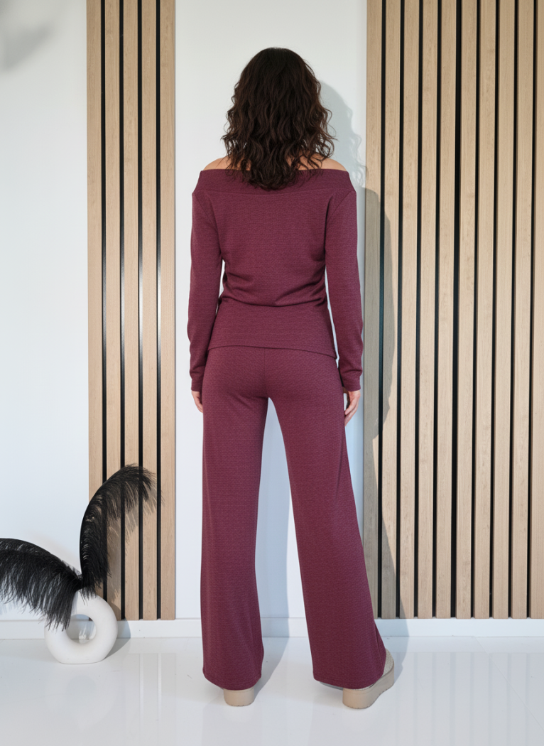 Compleu Dama bordo Flori 2 piese #A1265