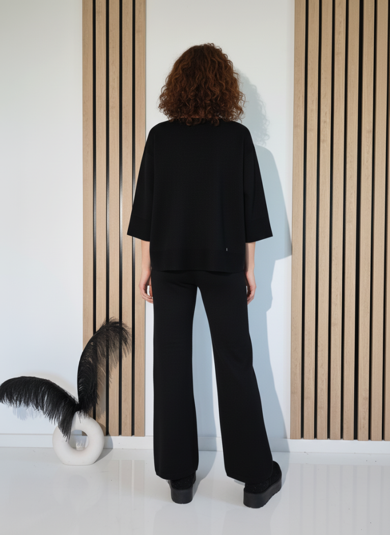 Compleu Dama negru Kirra 2 piese tricot #A1253