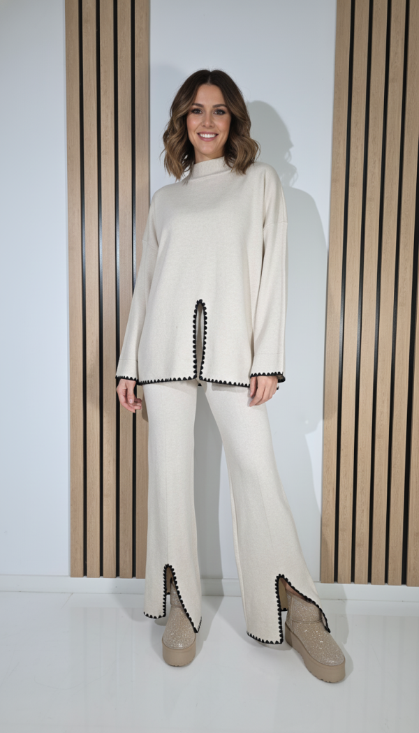  Compleu Dama bej June 2 piese tricot #A1278