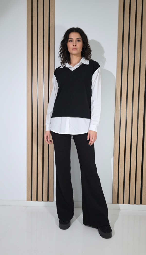  Compleu Dama negru Iris 2 piese tricot #A1271