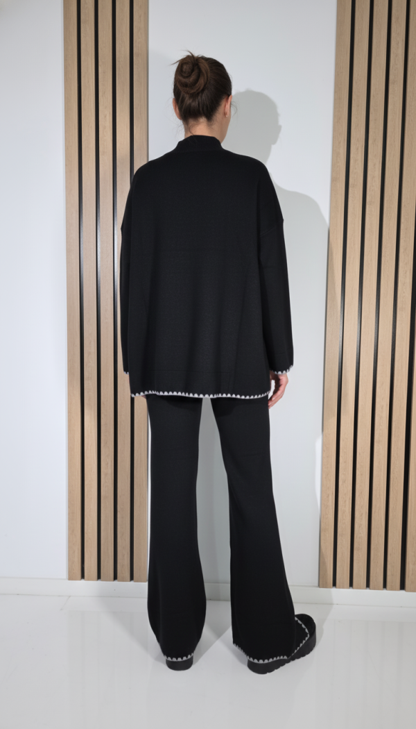  Compleu Dama negru June 2 piese tricot #A1275