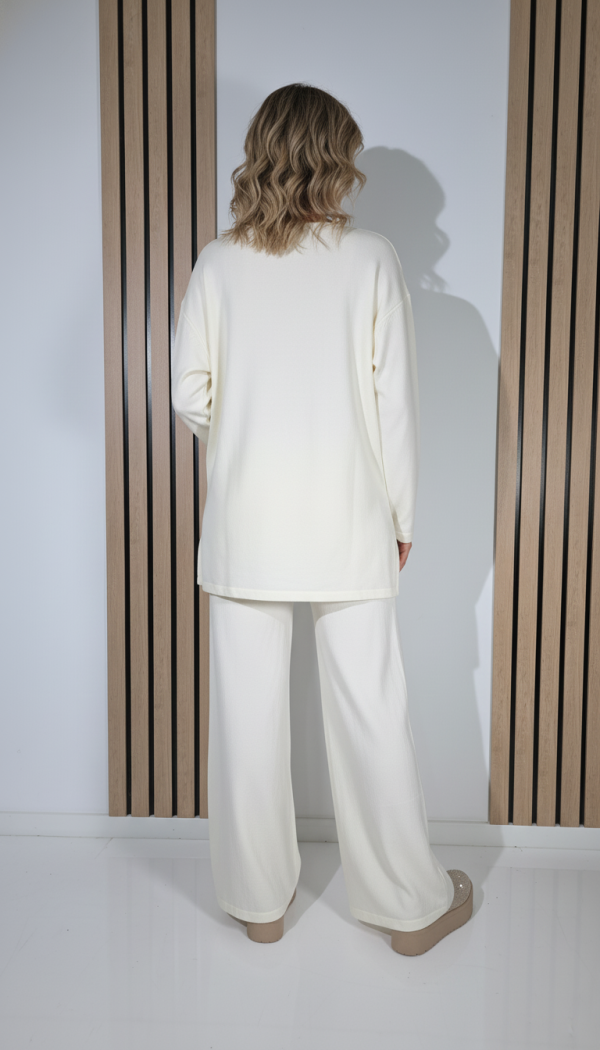  Compleu Dama alb Isra 2 piese tricot #A1285