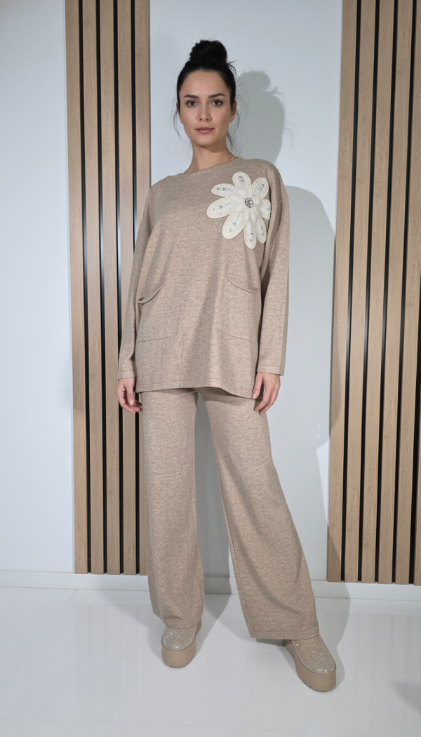  Compleu Dama bej Isra 2 piese tricot #A1283