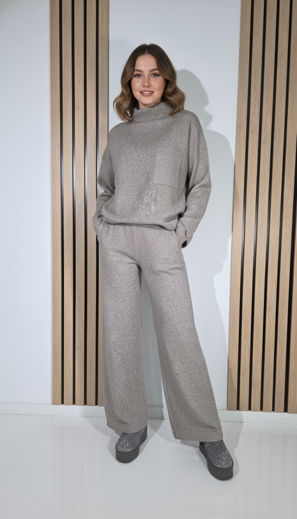  Compleu Dama bej Leila 2 piese tricot #A1290