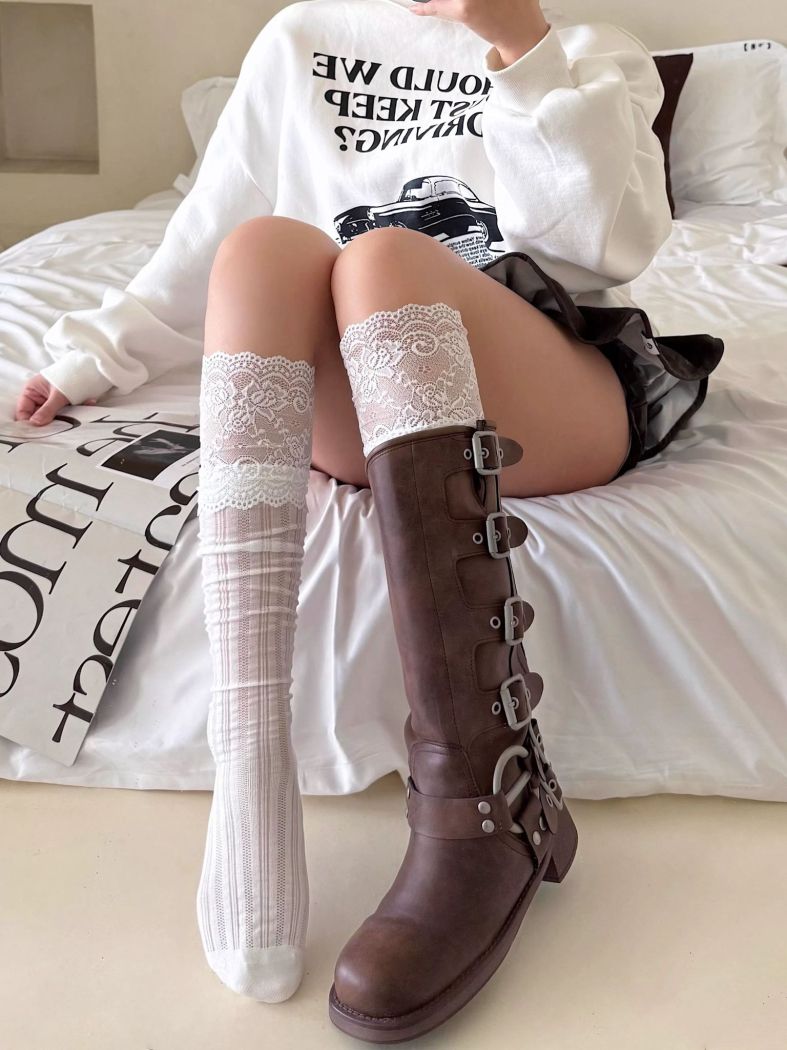 Ciorapi lungi dama albi Rossa #A1299