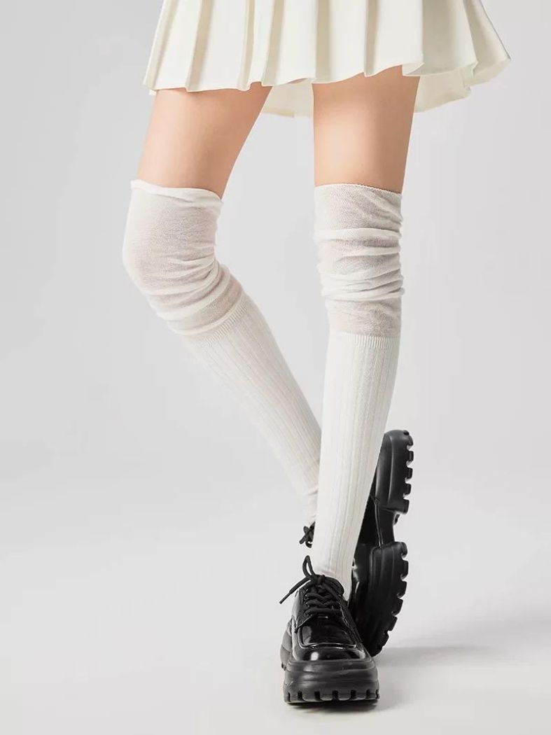 Ciorapi lungi dama albi Alis #A1304