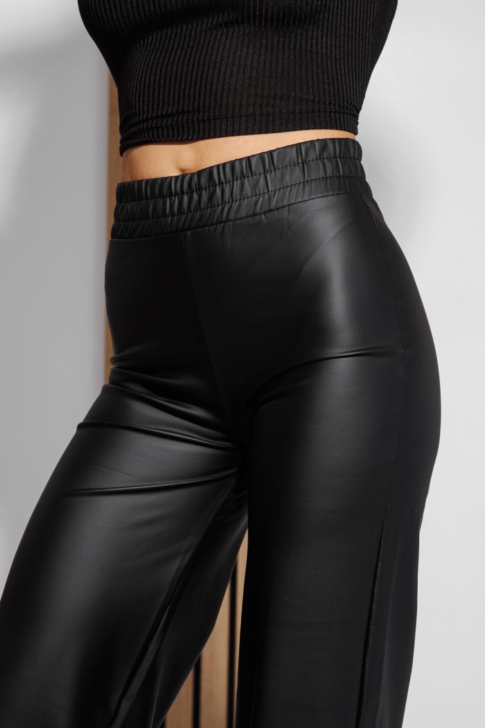 Pantaloni Piele Ecologica Vatuiti Dama Ella Negri #A1330