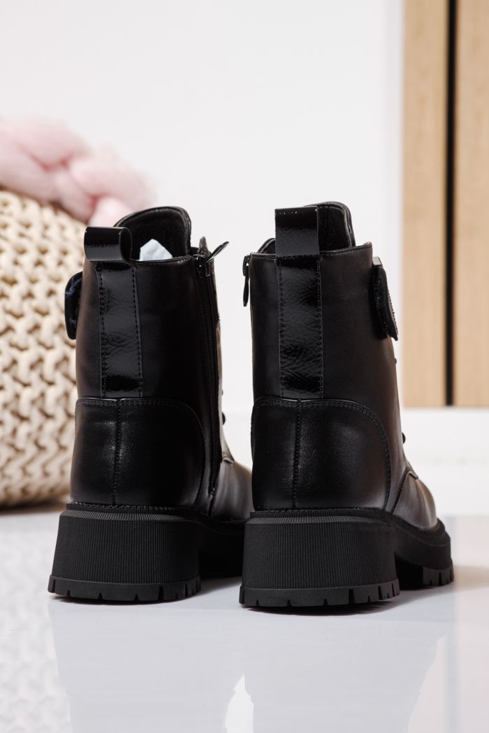 Ghete fete imblanite negre din piele ecologica Alisa #23111