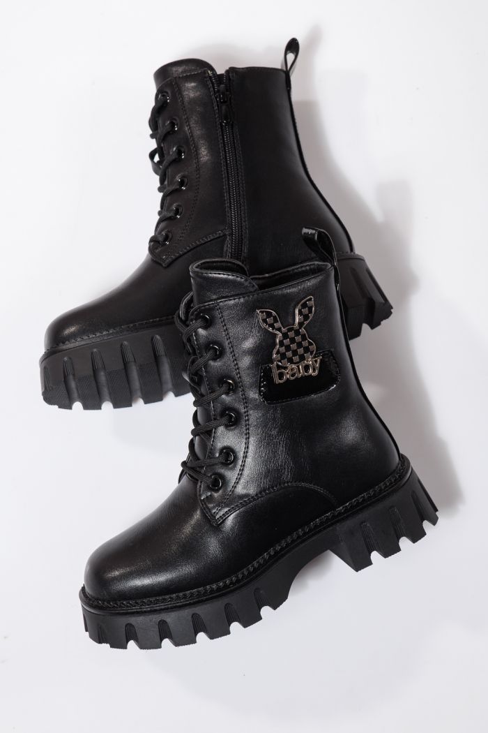 Ghete fete imblanite negre din piele ecologica Aris #23115