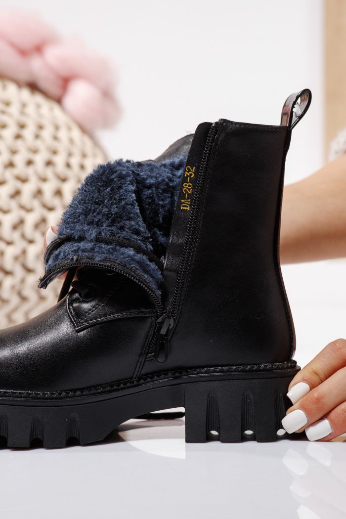 Ghete fete imblanite negre din piele ecologica Aris #23115