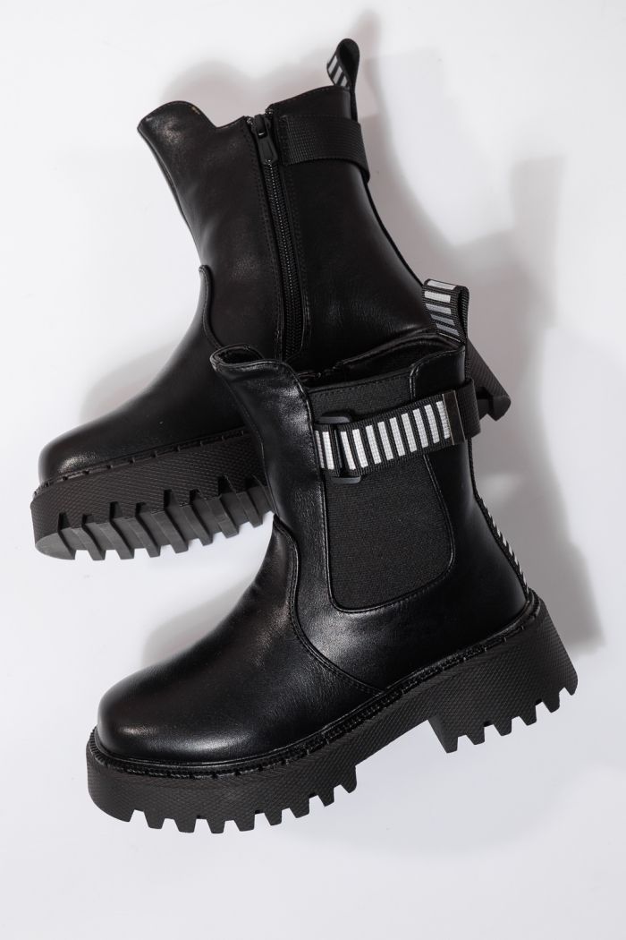 Ghete fete imblanite negre din piele ecologica Talia #23108