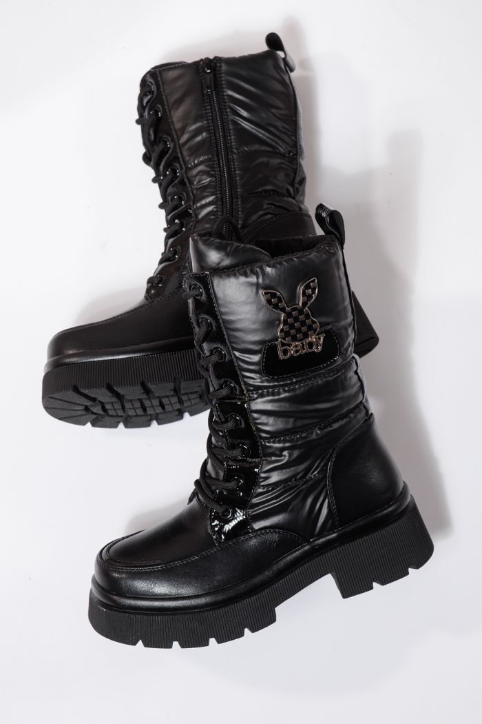 Ghete fete imblanite negre din piele ecologica Dalia #23117