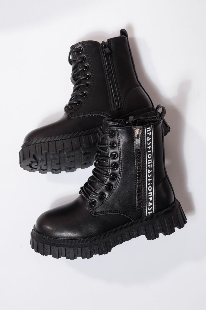 Ghete fete imblanite negre din piele ecologica Elia #23127