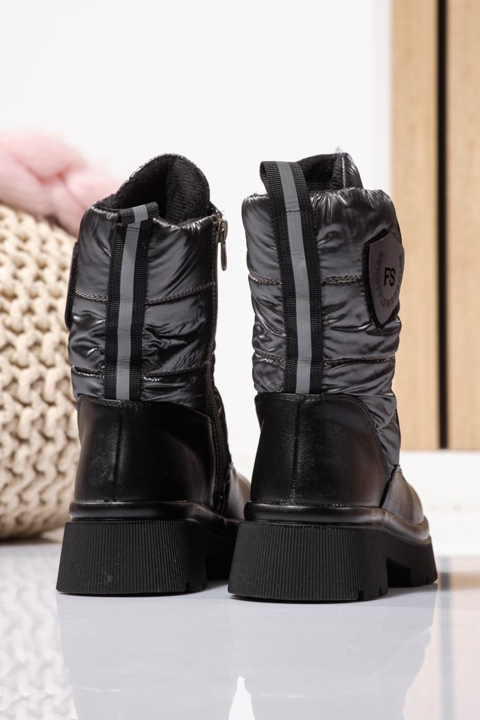 Ghete fete imblanite gri din piele ecologica Despina #23118