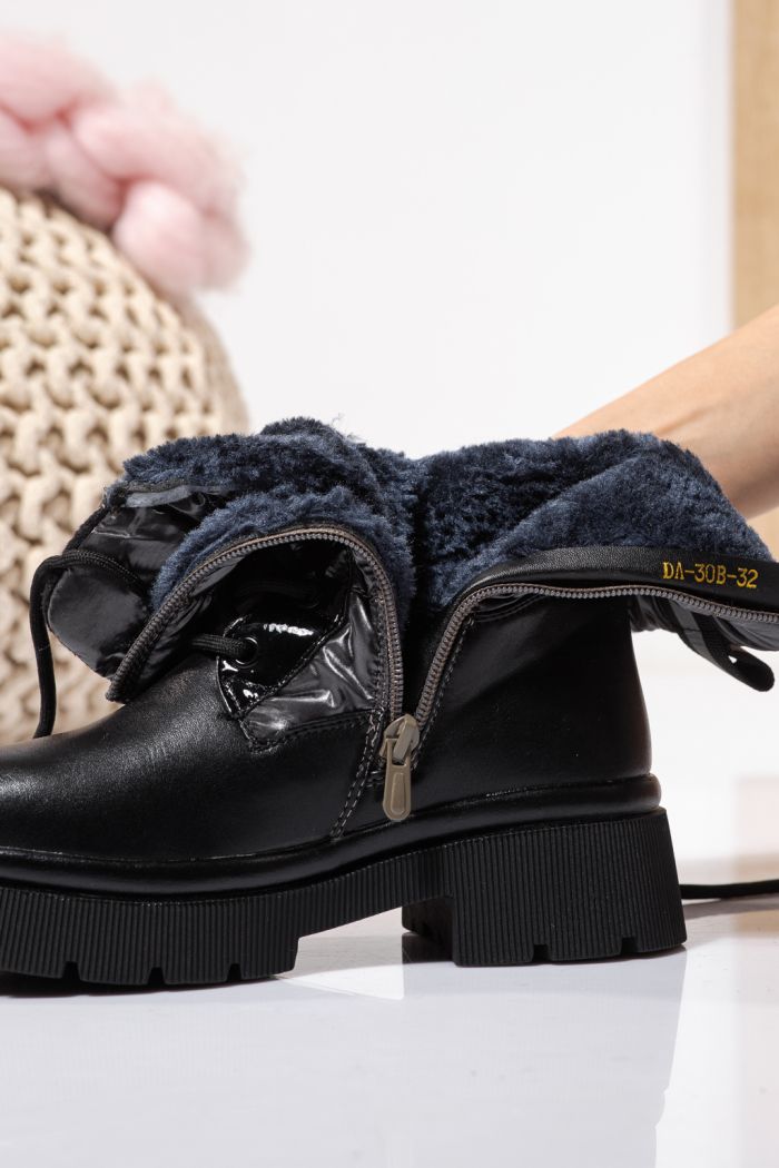 Ghete fete imblanite gri din piele ecologica Despina #23118