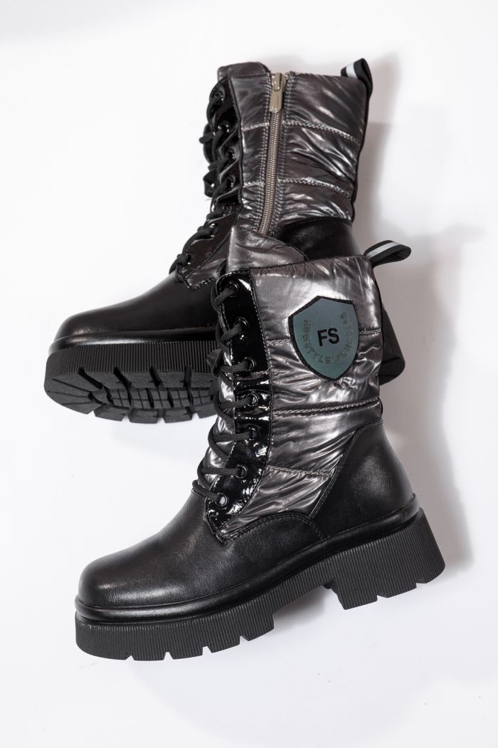 Ghete fete imblanite gri din piele ecologica Despina #23118